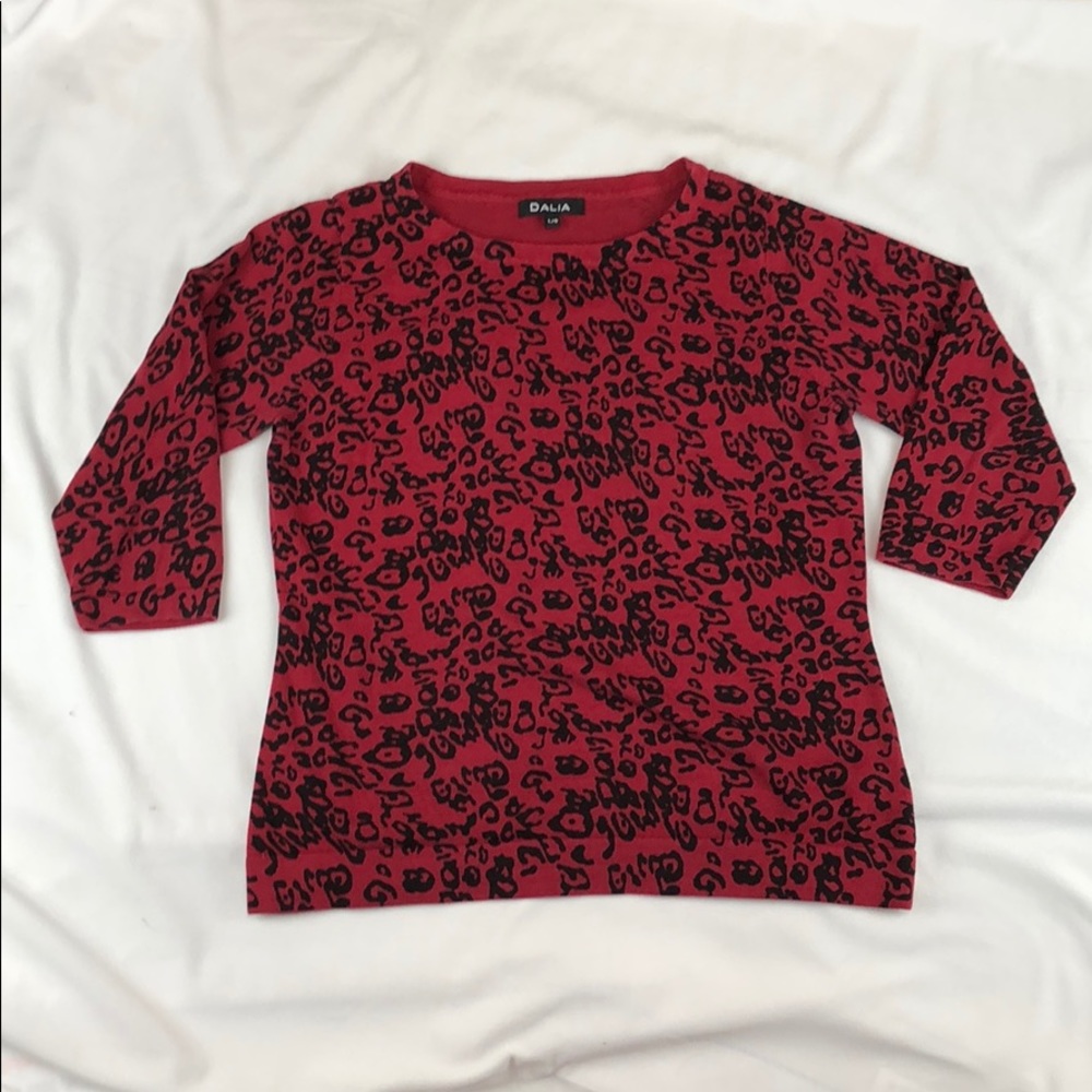 Red Animal Print Sweater, Size L